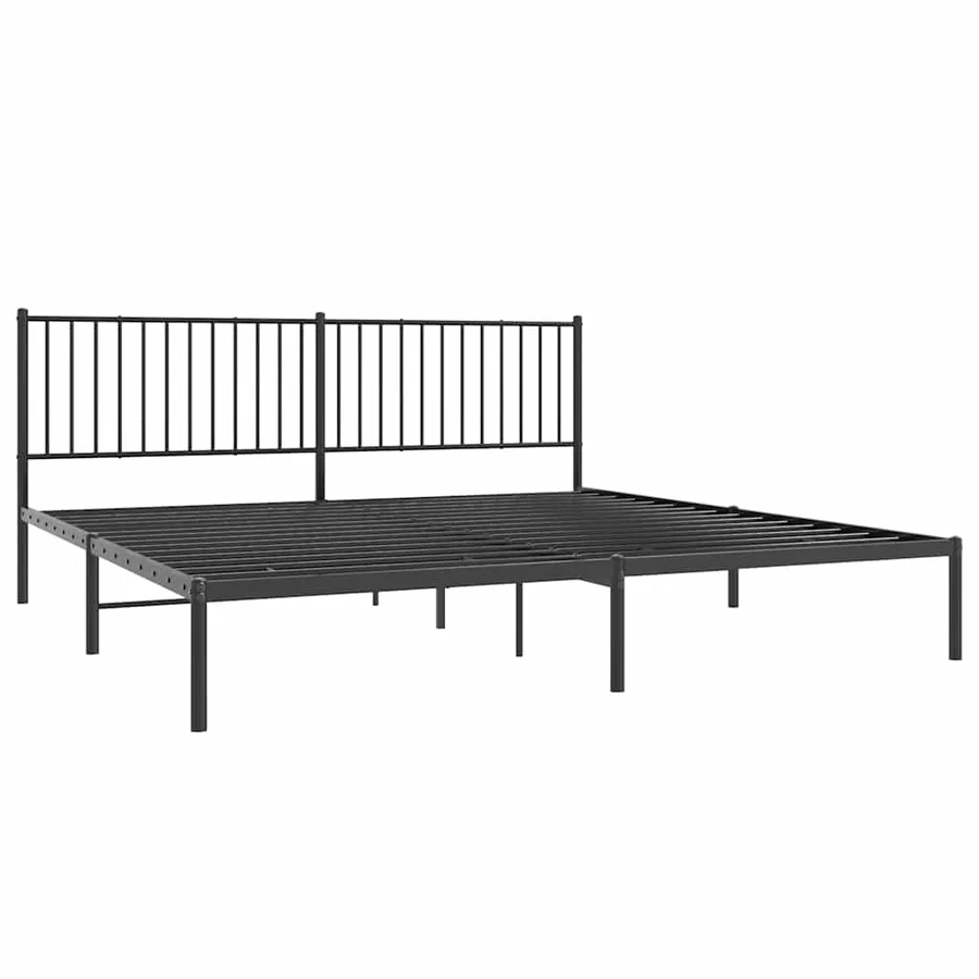 Cadre de lit métal sans matelas avec tête de lit noir 193x203cm - 3