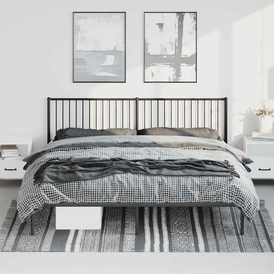 Cadre de lit métal sans matelas avec tête de lit noir 193x203cm - 4