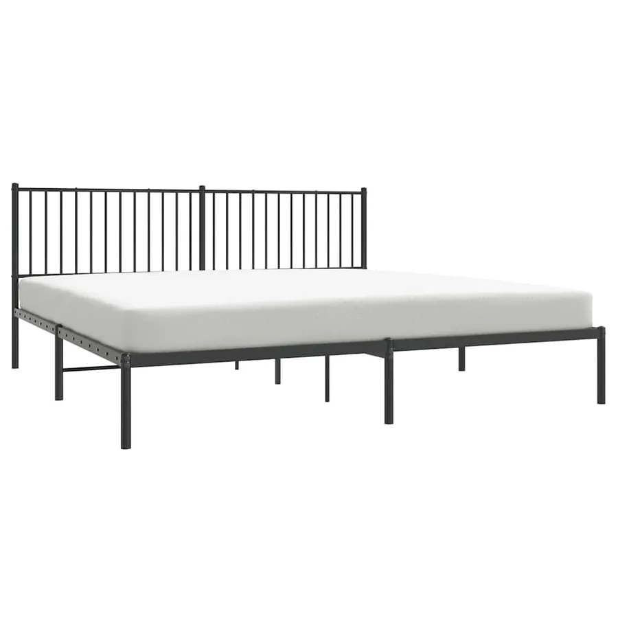 Cadre de lit métal sans matelas avec tête de lit noir 193x203cm - 5