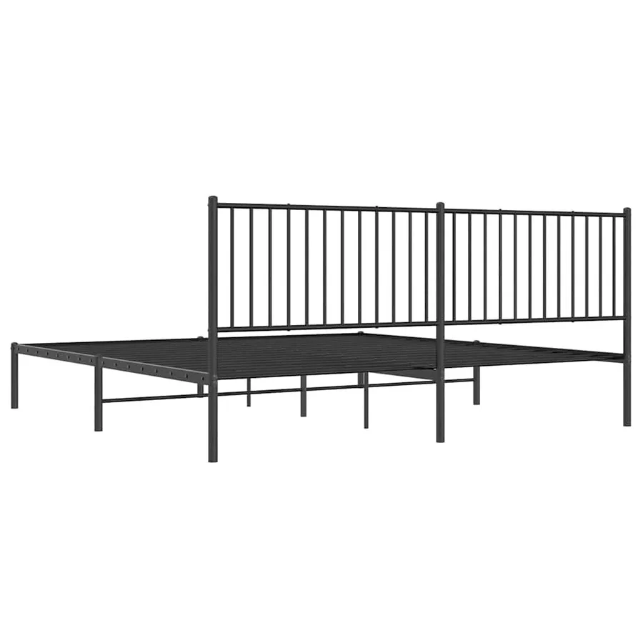 Cadre de lit métal sans matelas avec tête de lit noir 193x203cm - 8