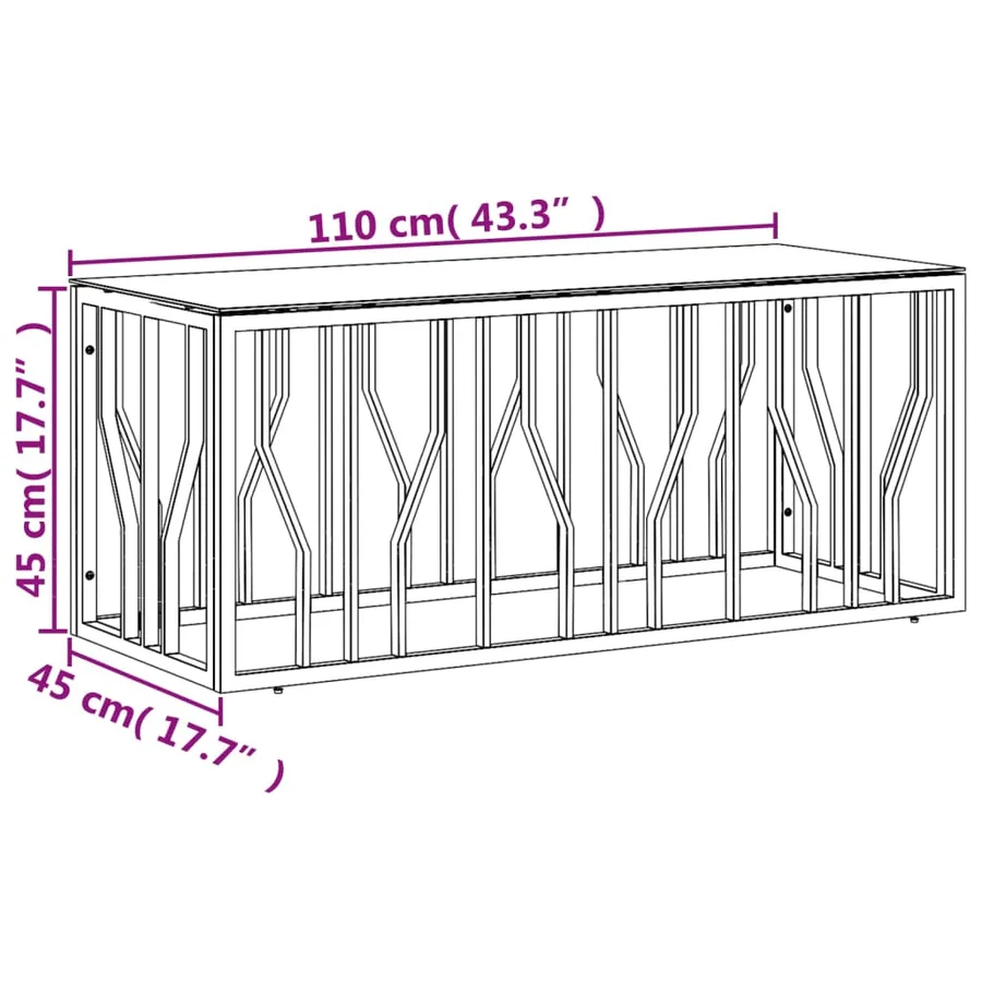 Table basse acier inoxydable et bois massif de récupération - 6