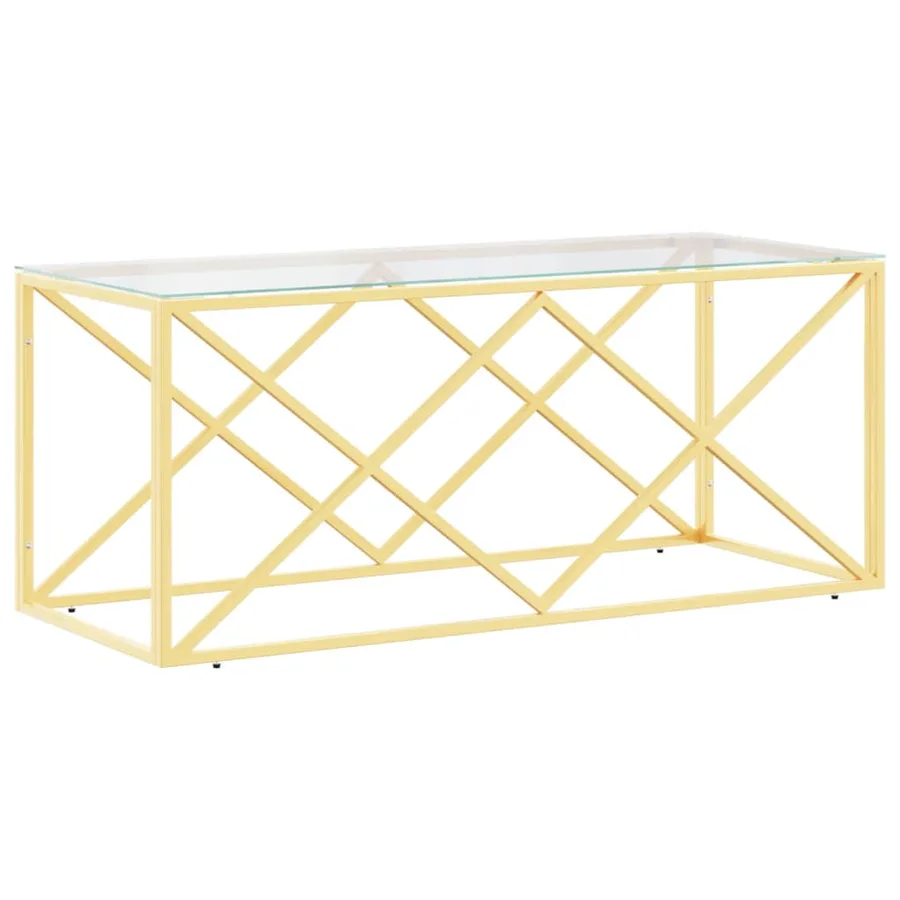 Table basse 110x45x45 cm acier inoxydable et verre - 2