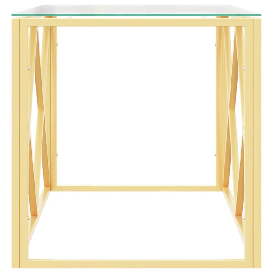 Table basse 110x45x45 cm acier inoxydable et verre - 4