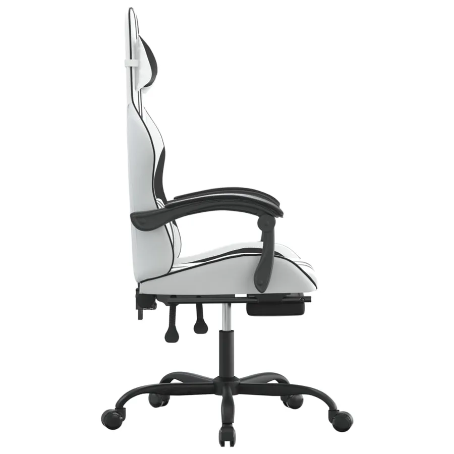 Chaise de jeu pivotante et repose-pied Blanc et noir Similicuir - 4