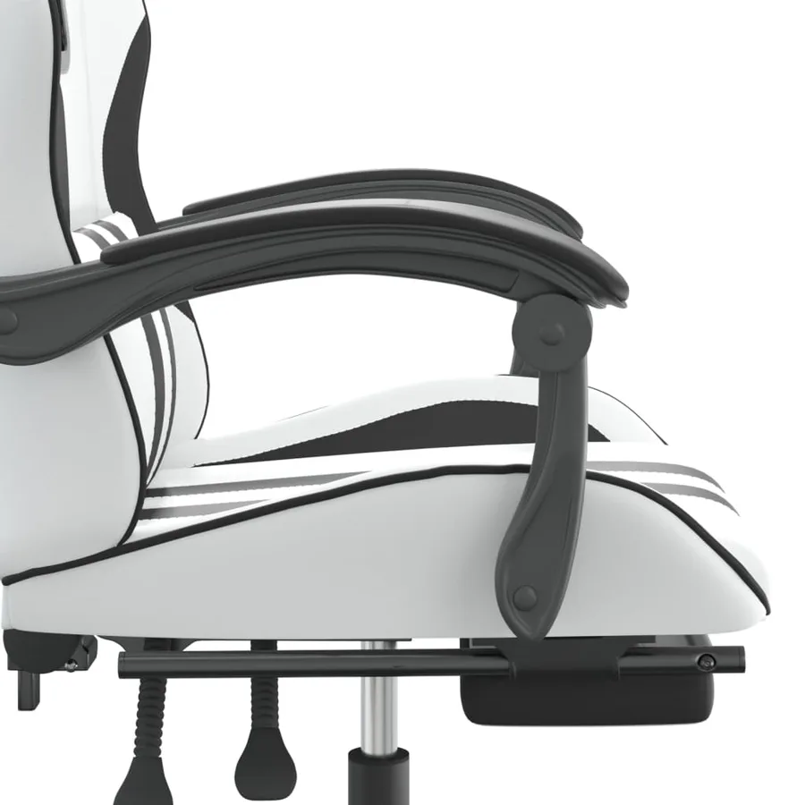 Chaise de jeu pivotante et repose-pied Blanc et noir Similicuir - 9