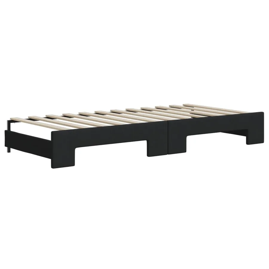 Lit de jour avec gigogne et matelas noir 90x200 cm tissu - 5