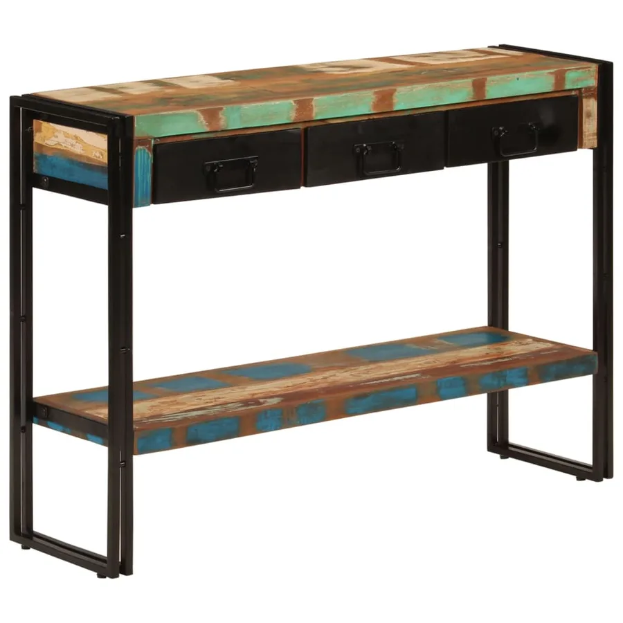 Table console 110x30x76 cm Bois massif de récupération - 9