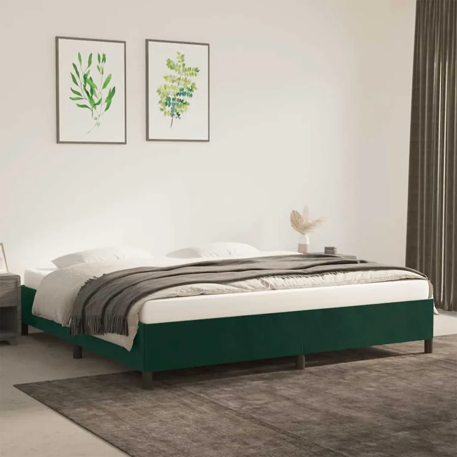 Cadre de lit sans matelas vert foncé 200x200 cm velours