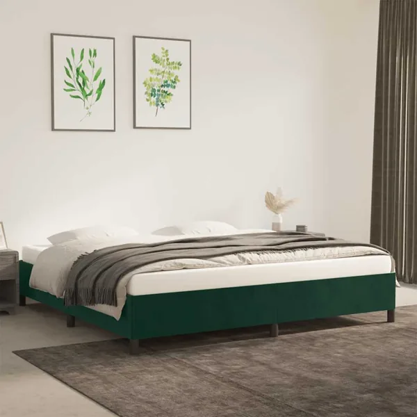 Cadre de lit sans matelas vert foncé 200x200 cm velours