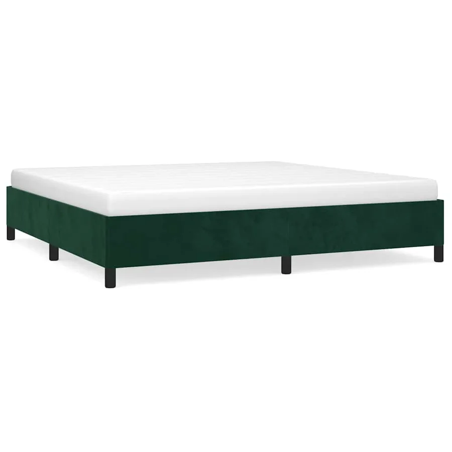 Cadre de lit sans matelas vert foncé 200x200 cm velours - 2