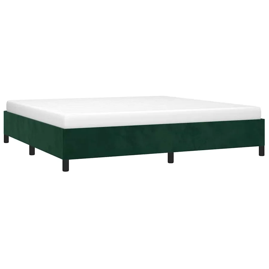 Cadre de lit sans matelas vert foncé 200x200 cm velours - 3