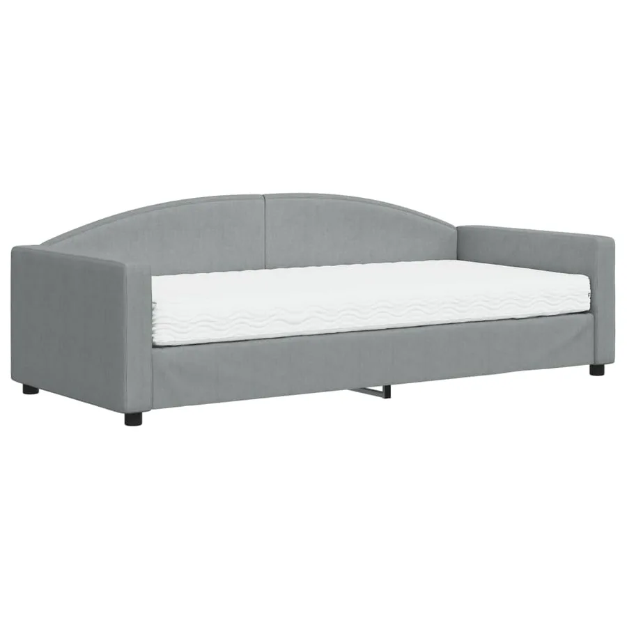 Lit de jour avec matelas gris clair 90x200 cm tissu - 2