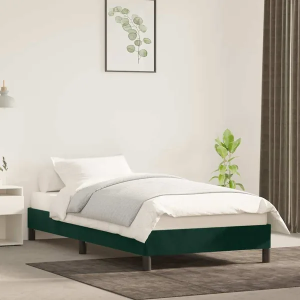 Cadre de lit sans matelas vert foncé 100x200 cm velours