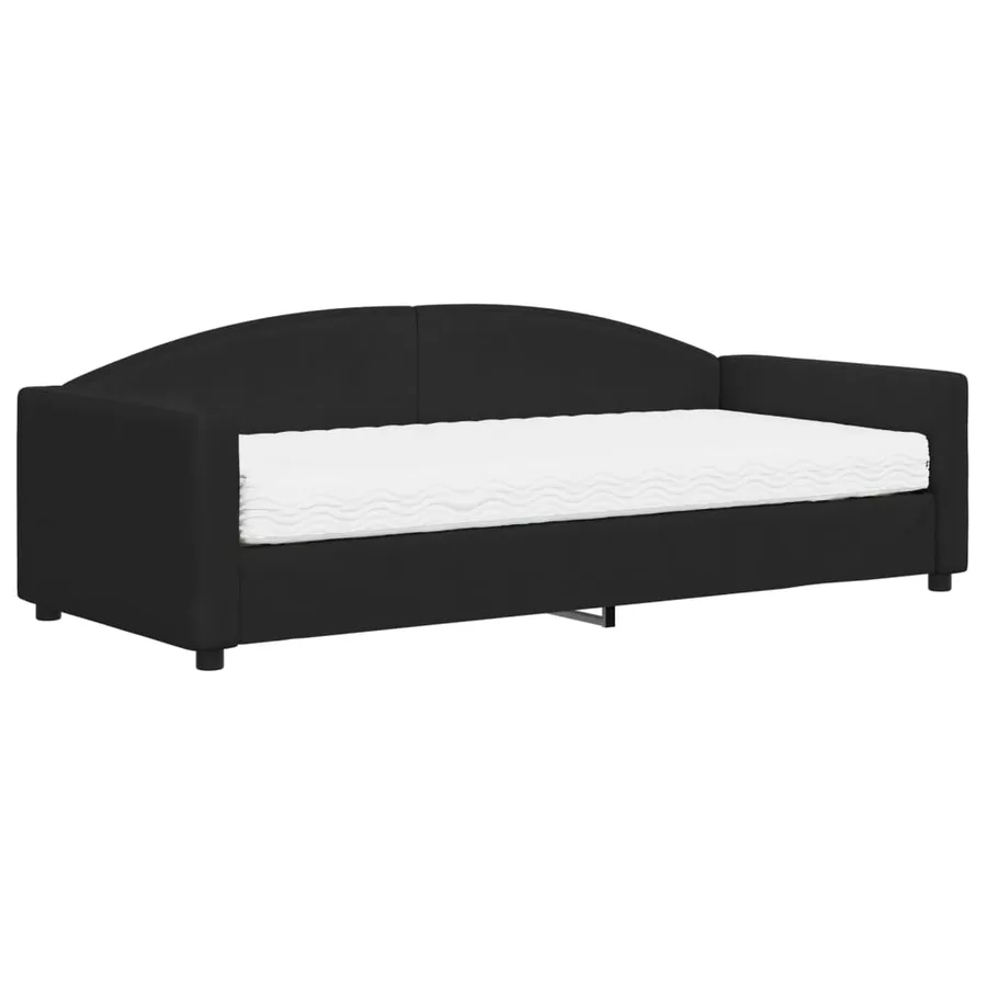 Lit de jour avec matelas noir 90x200 cm tissu - 2
