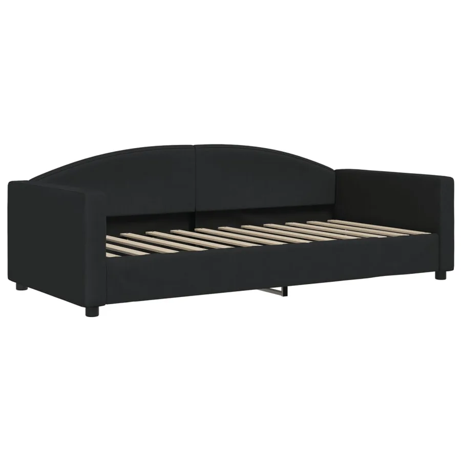 Lit de jour avec matelas noir 90x200 cm tissu - 3