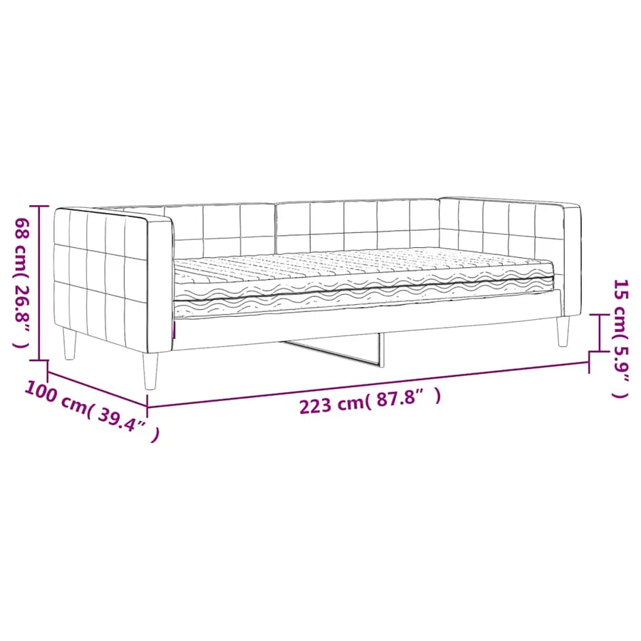 Lit de jour avec matelas jaune 90x200 cm velours - 12