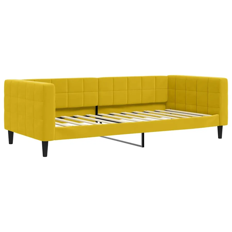 Lit de jour avec matelas jaune 90x200 cm velours - 3