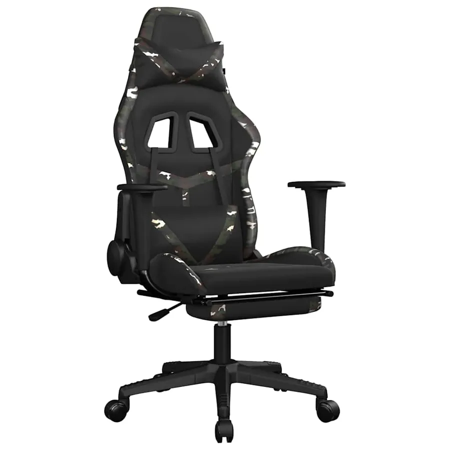 Chaise de jeu de massage repose-pied Noir&Camouflage Similicuir - 2