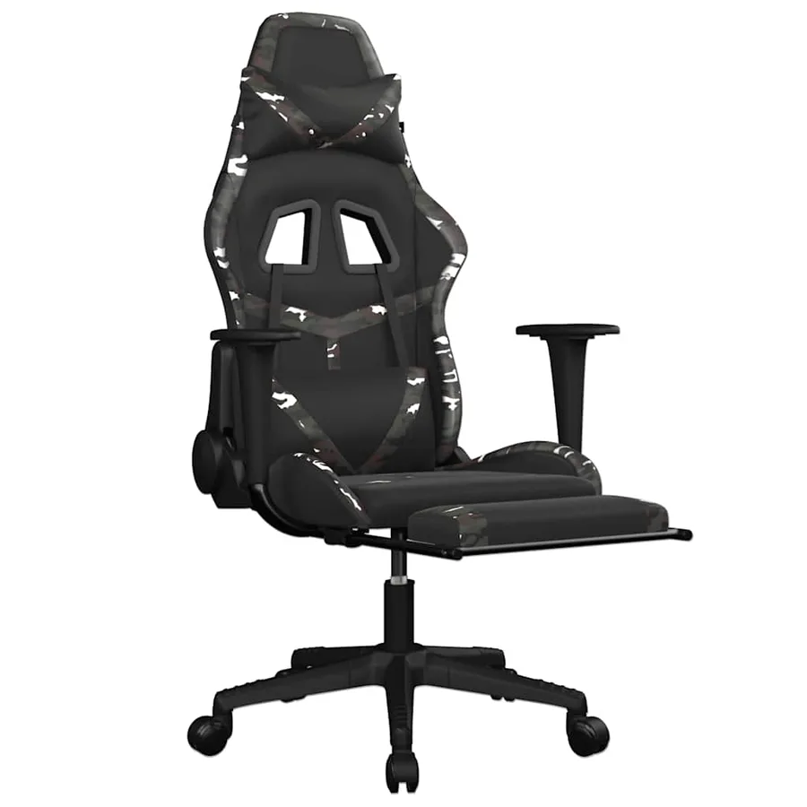 Chaise de jeu de massage repose-pied Noir&Camouflage Similicuir - 3