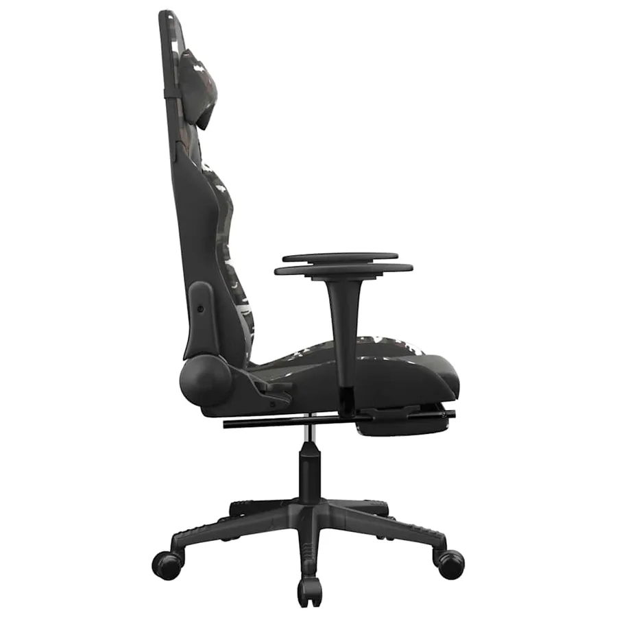 Chaise de jeu de massage repose-pied Noir&Camouflage Similicuir - 5