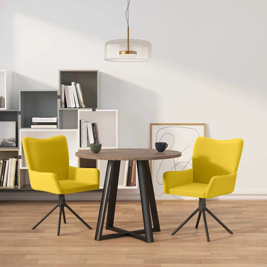 Chaises pivotantes à manger lot de 2 Jaune Velours