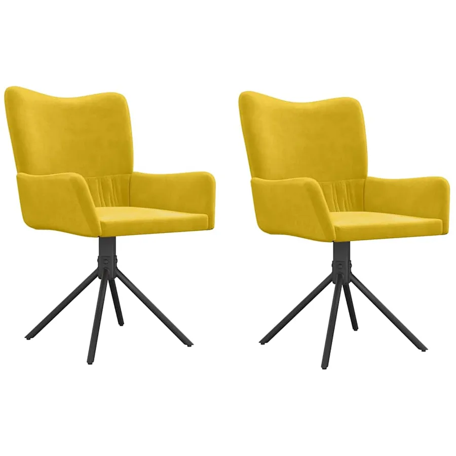 Chaises pivotantes à manger lot de 2 Jaune Velours - 2