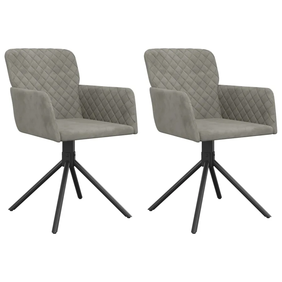 Chaises pivotantes à manger lot de 2 Gris clair Velours - 2