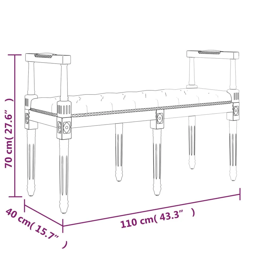 Banc Noir 110x40x70 cm Velours - 7