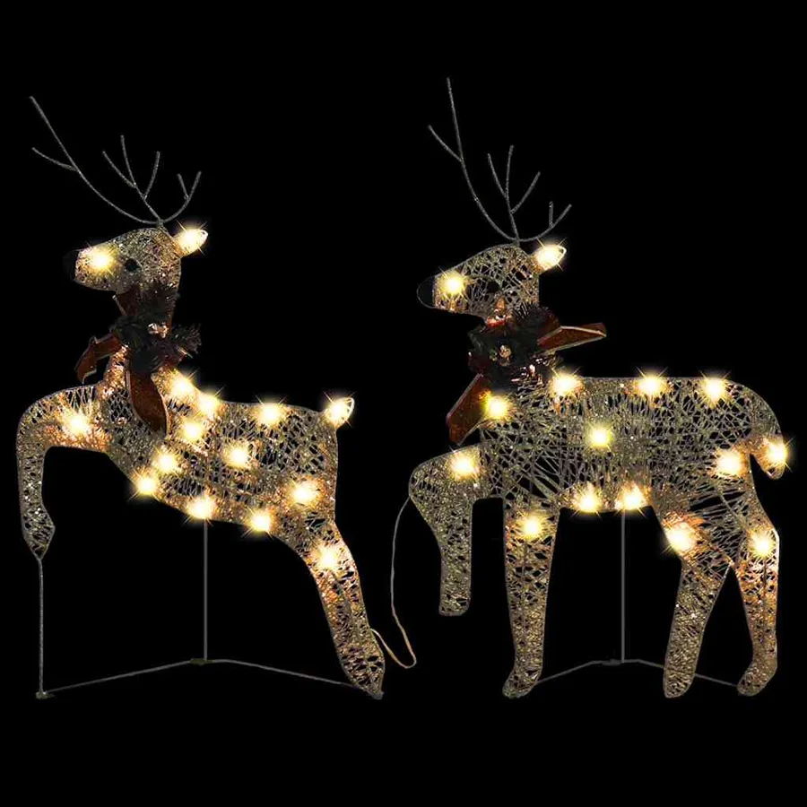 Rennes de Noël 2 pcs Doré 40 LED - 3