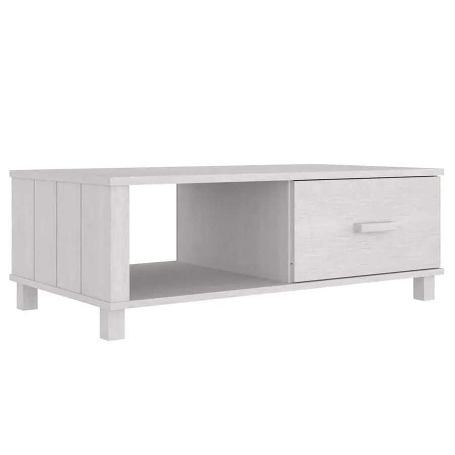 Table basse HAMAR Blanc 100x55x35 cm Bois massif de pin - 2