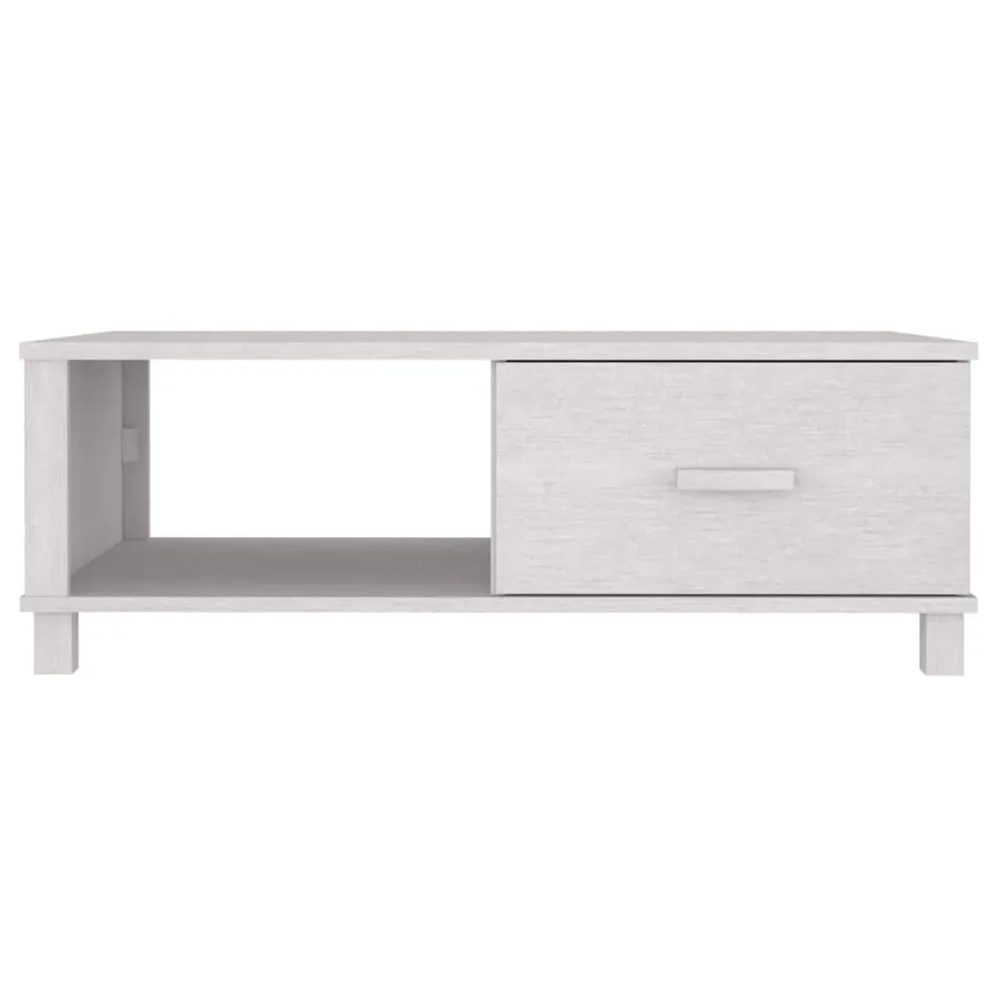 Table basse HAMAR Blanc 100x55x35 cm Bois massif de pin - 5