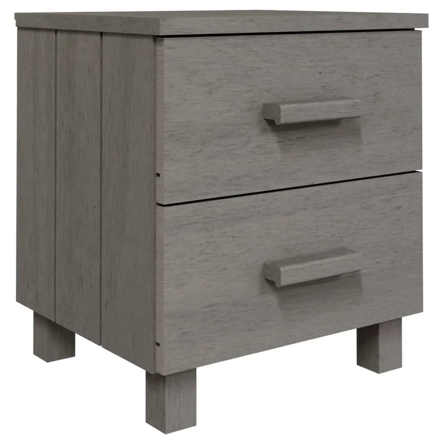 Table de chevet HAMAR Gris clair 40x35x44,5 cm Bois pin massif - 2