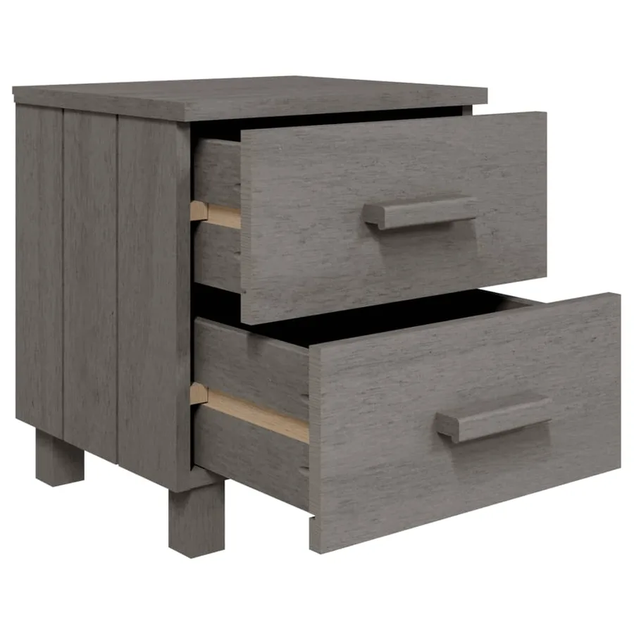 Table de chevet HAMAR Gris clair 40x35x44,5 cm Bois pin massif - 5