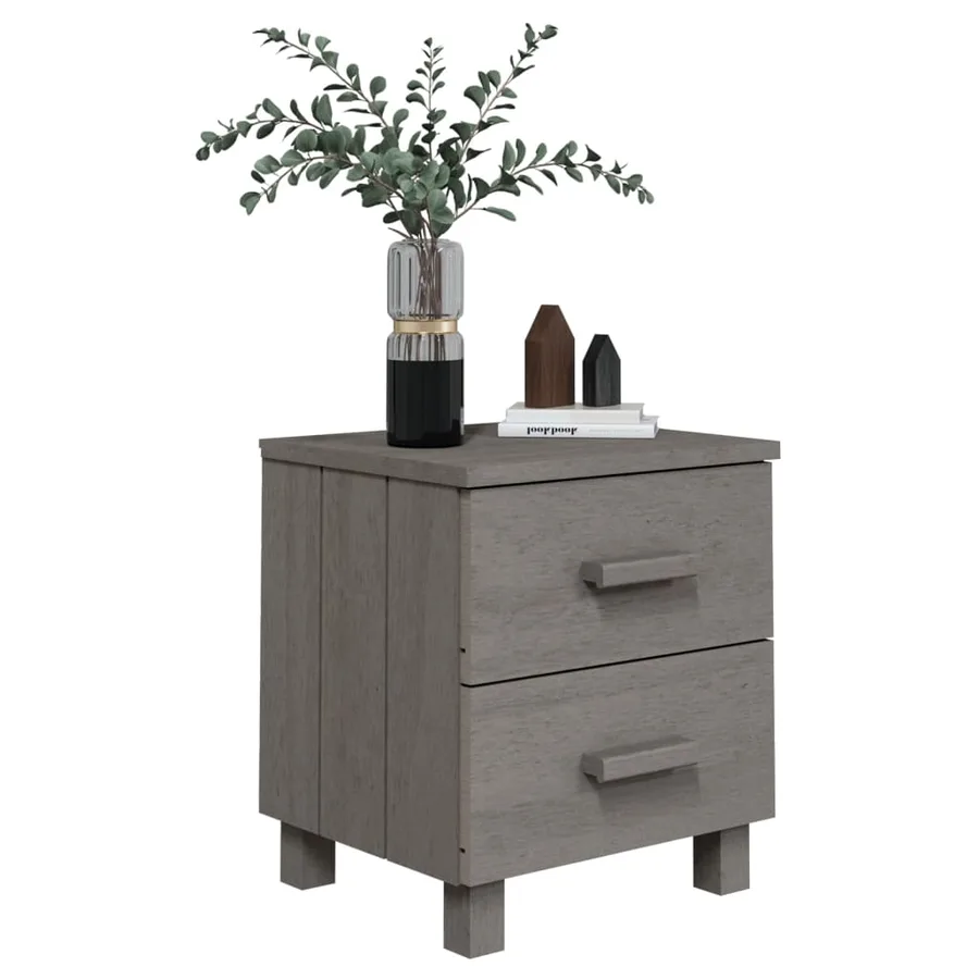 Table de chevet HAMAR Gris clair 40x35x44,5 cm Bois pin massif - 6