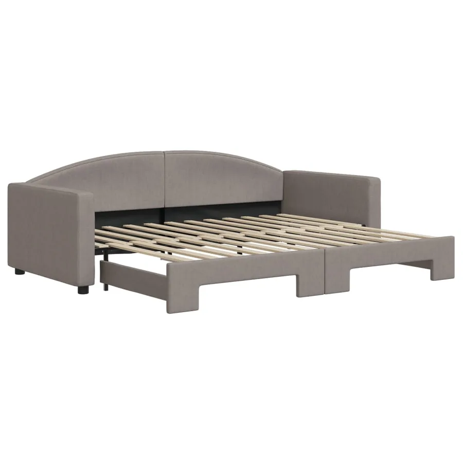 Lit de jour avec gigogne sans matelas taupe 90x200 cm - 2