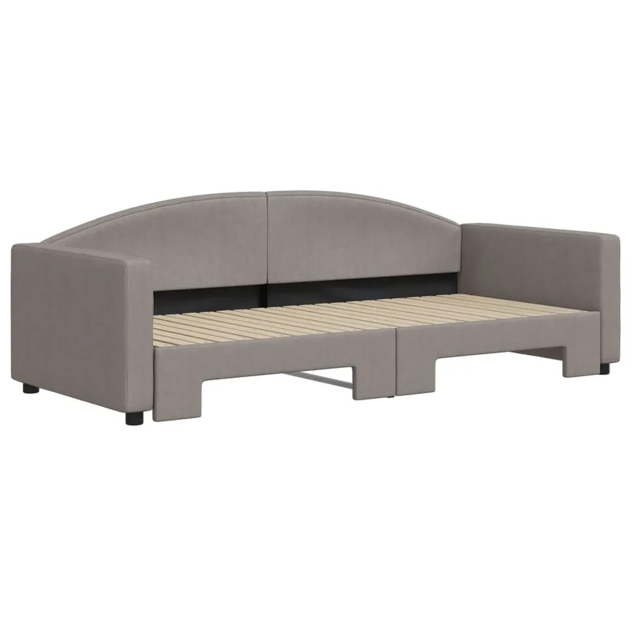 Lit de jour avec gigogne sans matelas taupe 90x200 cm - 3