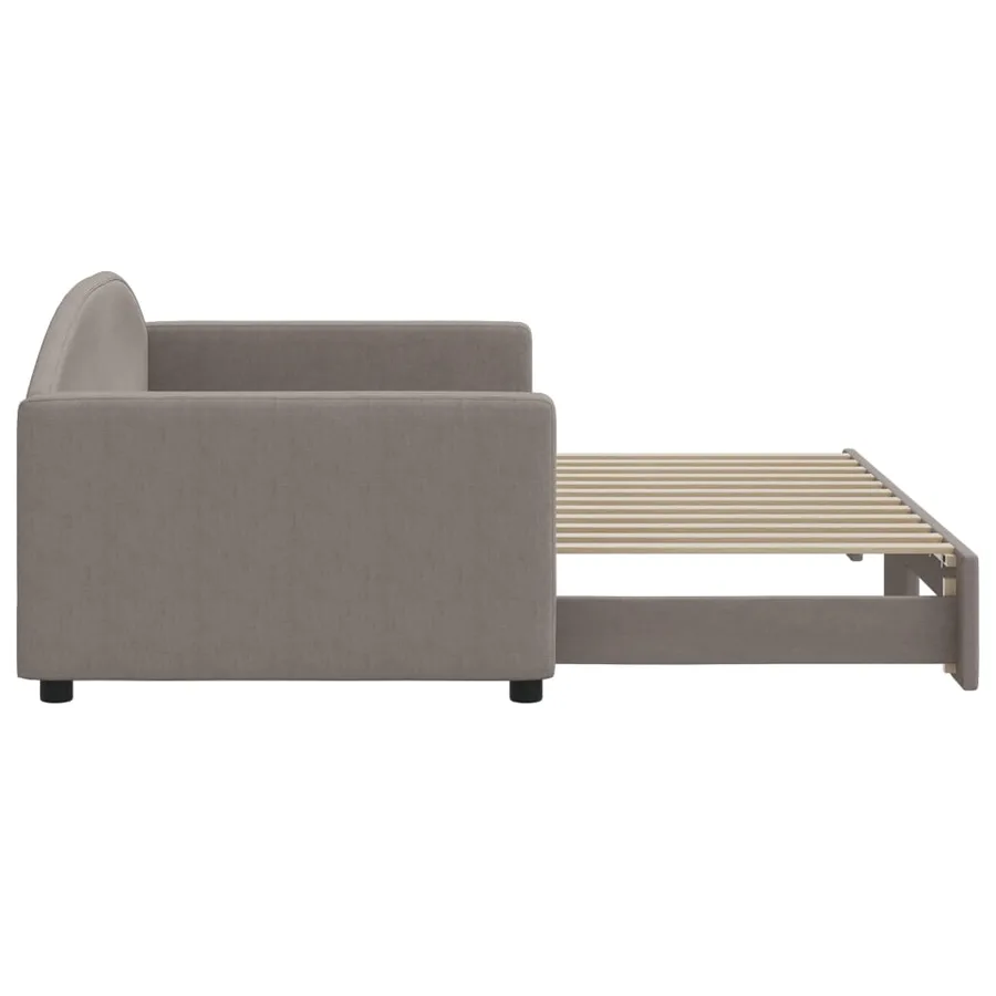 Lit de jour avec gigogne sans matelas taupe 90x200 cm - 4