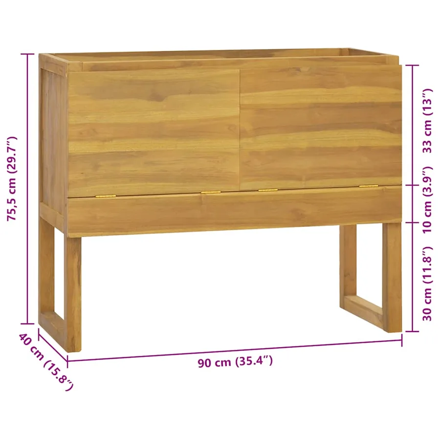 Armoire de salle de bain 90x40x75,5 cm bois de teck solide - 8