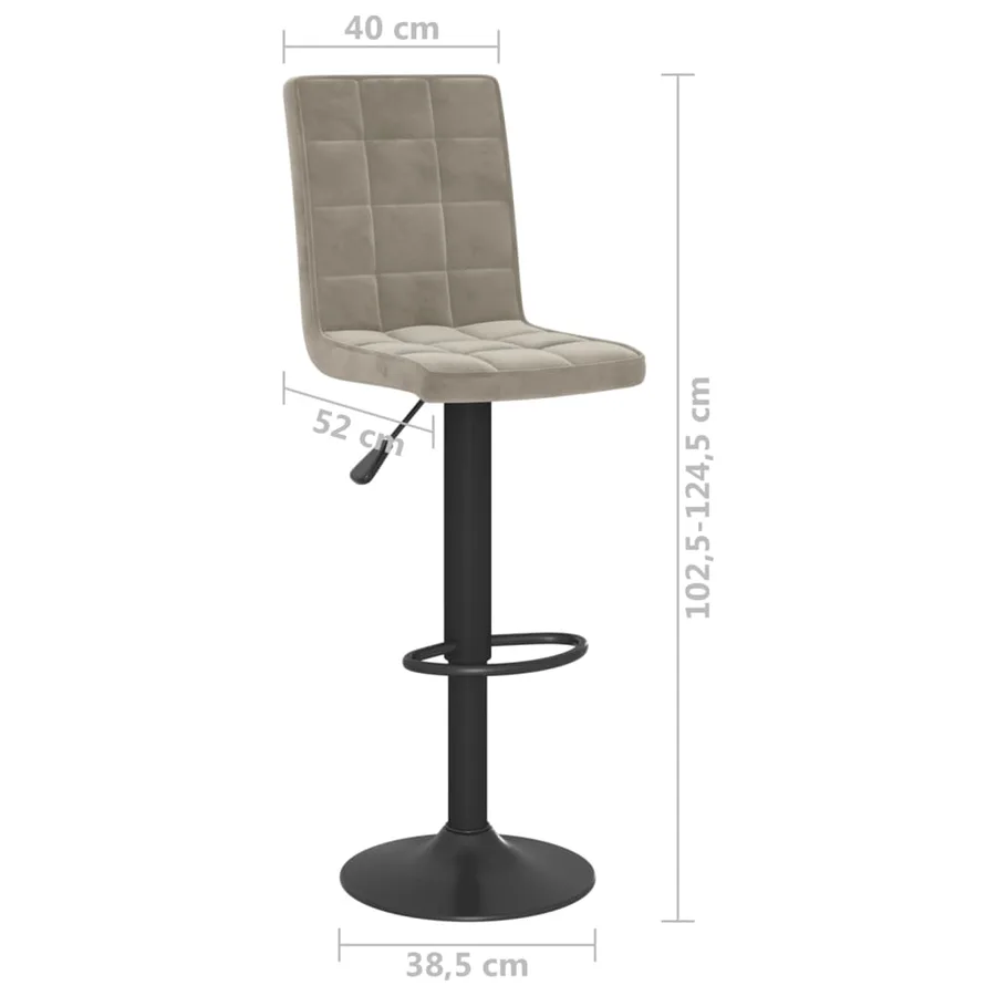 Tabourets de bar lot de 2 gris clair velours - 10