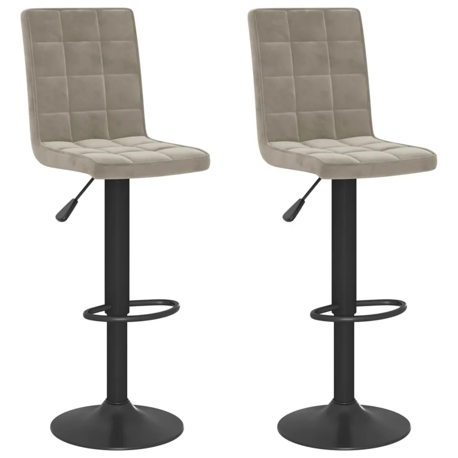 Tabourets de bar lot de 2 gris clair velours - 2