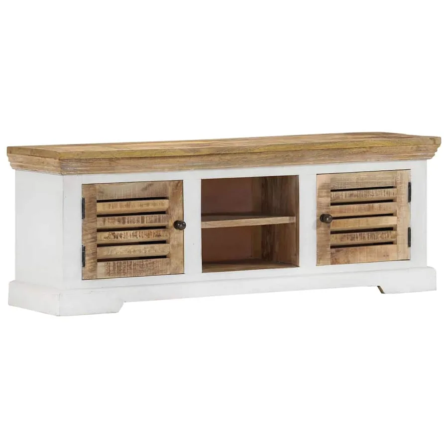 Meuble TV 110x30x40 cm Bois massif de manguier - 10