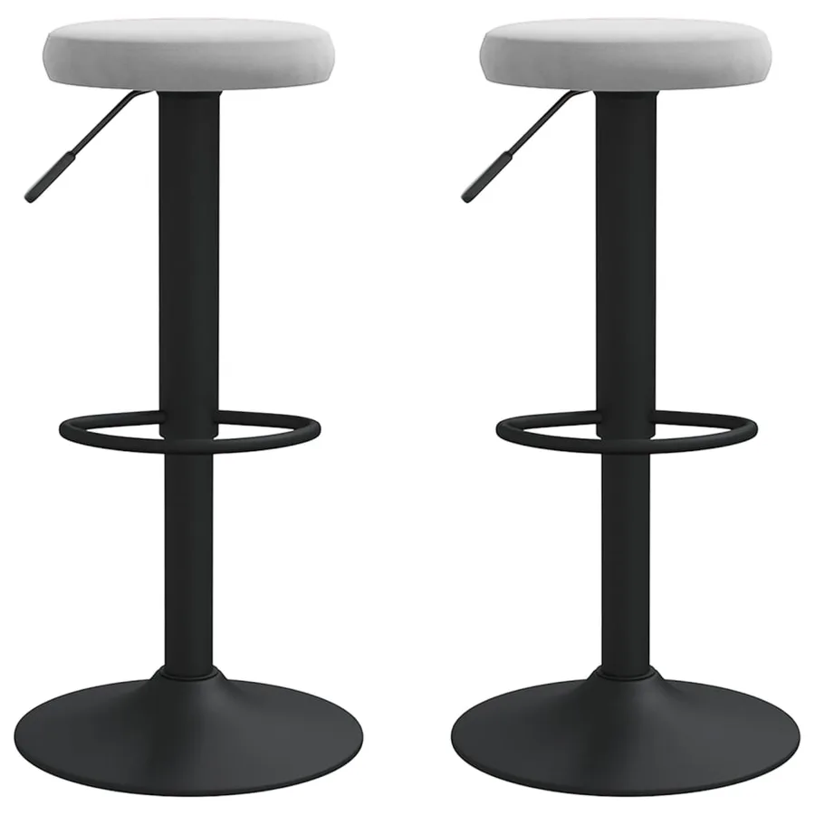 Tabourets de bar lot de 2 gris clair velours - 2