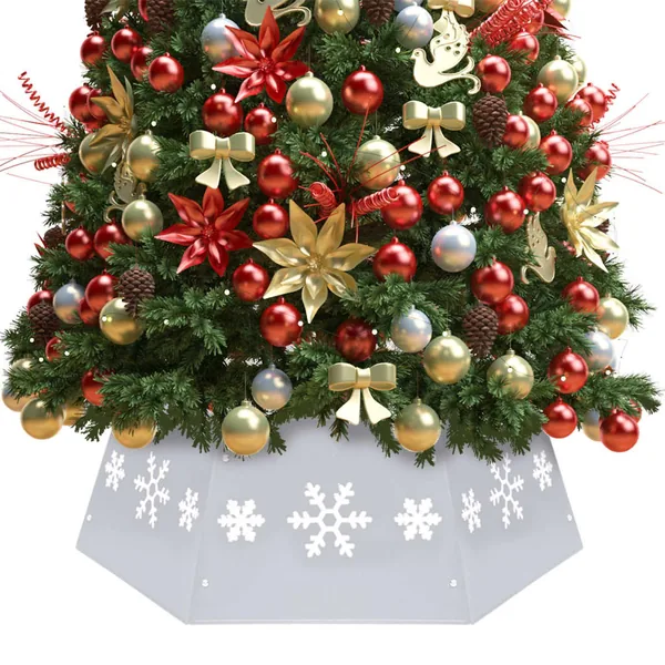 Jupe de sapin de Noël Argenté et blanc Ø68x25 cm