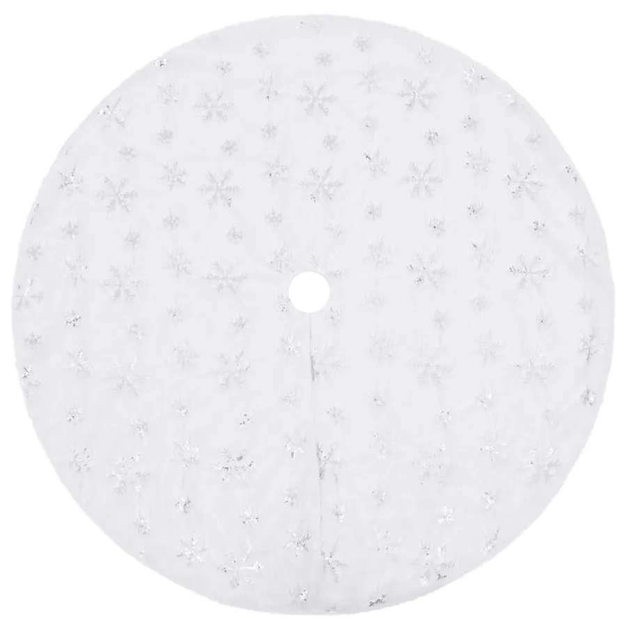 Jupe de sapin de Noël de luxe blanche 122 cm en fausse fourrure - 2