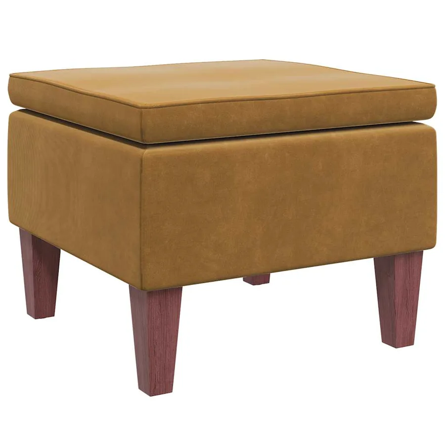 Tabouret avec pieds en bois Marron Velours - 2