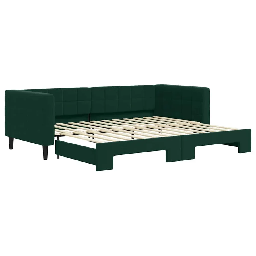 Lit de jour avec gigogne sans matelas vert foncé 90x200 cm - 2
