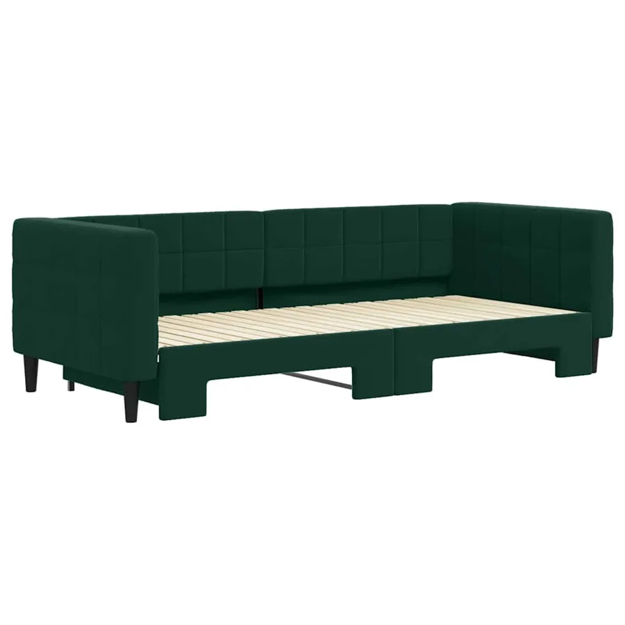 Lit de jour avec gigogne sans matelas vert foncé 90x200 cm - 3