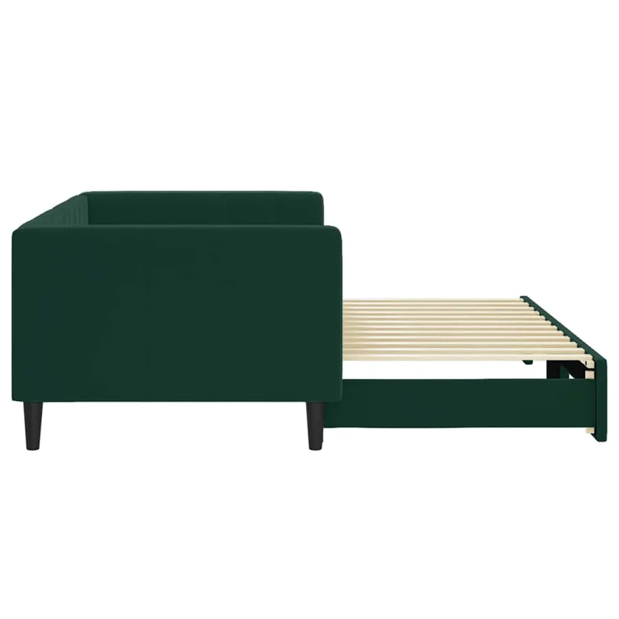 Lit de jour avec gigogne sans matelas vert foncé 90x200 cm - 4
