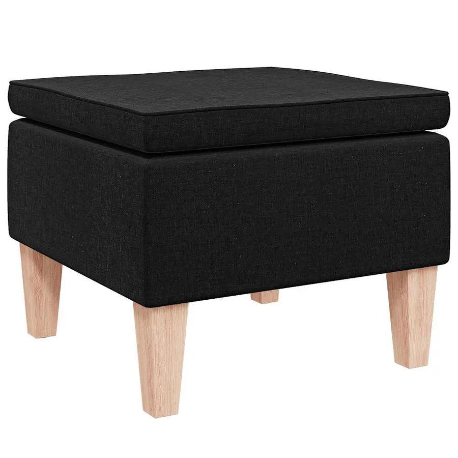 Tabouret avec pieds en bois Noir Tissu - 2