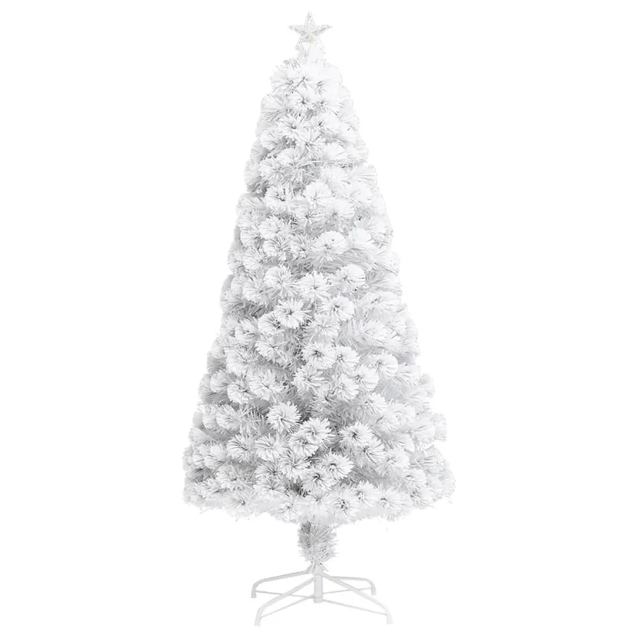 Arbre de Noël artificiel pré-éclairé blanc 120 cm fibre optique - 3